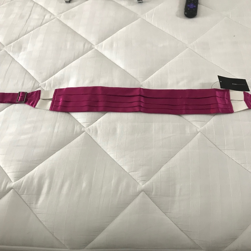 BCBG  Woven Cummerbund Silk Magenta One Size